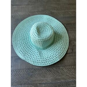 NWOT Foldable Mint Ladies Wide Brim Straw Womens Beach Floppy Summer Sun Visor